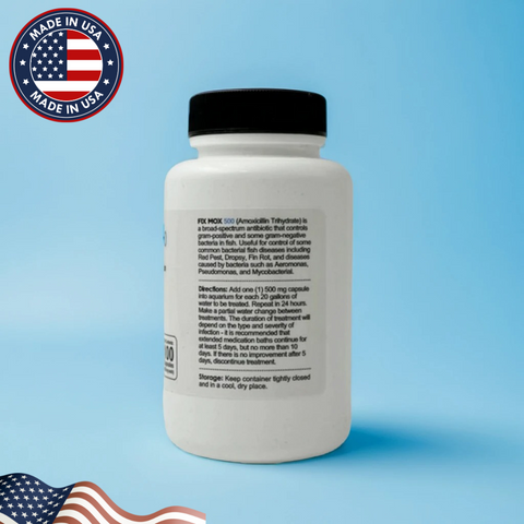 Fish Mox Amoxicillin 500mg – 100 Capsules Bottle of Fish Antibiotics
