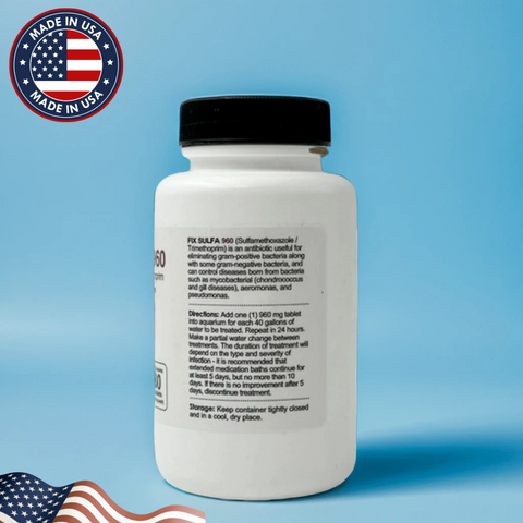 Fish Sulfa Tablets 960mg – Dual-Action Broad-Spectrum Aquarium Antibiotic